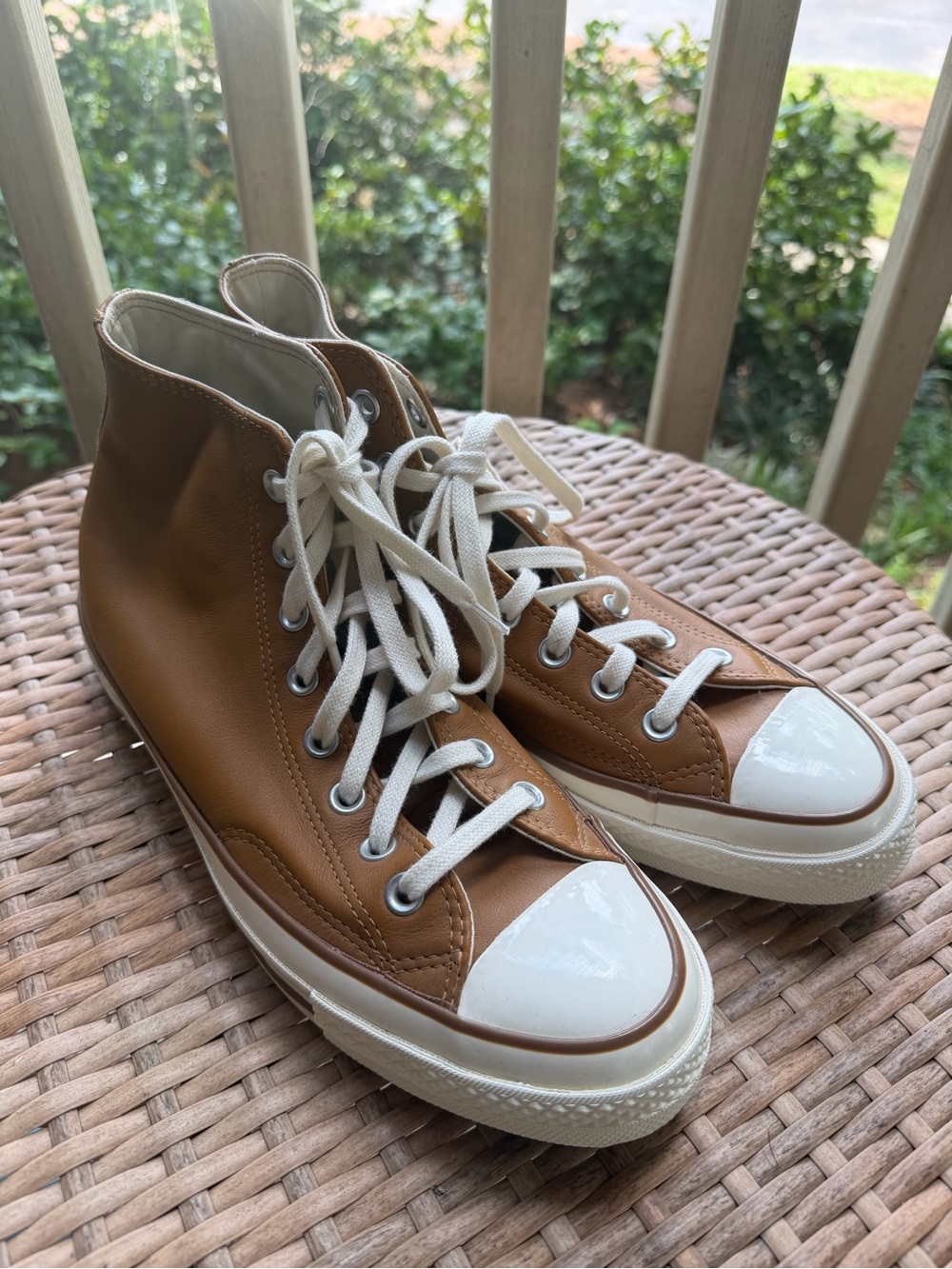 Converse Men’s 70’s Tan Leather High-Top Sneakers